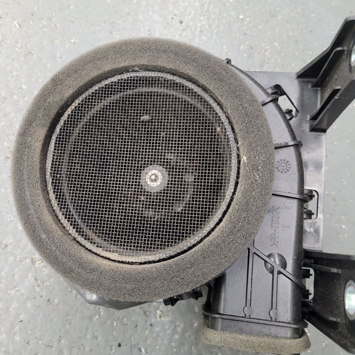 Close-up View of a Car Heater Blower Motor Car heater blower motor assembly with foam and wire mesh filter